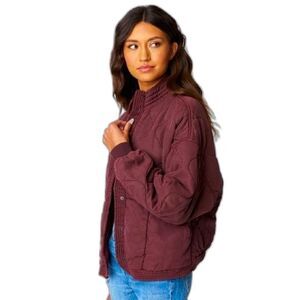 BlankNYC Quilted Bomber Jacket, Size Large | Cranberry NWT